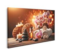 islandburner Tableau sur toile Bougies et orchidées dans le spa de bien-être Salon de massage thaïlandais Studio de beauté Images murales Poster