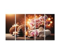 islandburner Tableau sur toile Bougies et orchidées dans le spa de bien-être Salon de massage thaïlandais Studio de beauté Images murales Poster