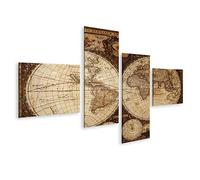 islandburner Tableau sur toile Carte du vieux monde vintage Cadre Affiche Poster Murale Tableaux