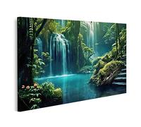 islandburner Tableau sur toile Cascade dans la jungle, paysage fantastique Cadre Affiche Poster Murale Tableaux