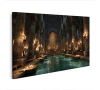 islandburner Tableau sur toile Cathédrale médiévale avec haute voûte et lumière de bougie - Édition N2