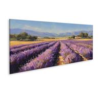 islandburner Tableau sur toile - Champ de lavande pittoresque en Provence - Décoration murale pour votre maison - Panorama