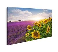 islandburner Tableau sur Toile Champs de Lavande et de Tournesol en Provence Cadre Affiche Poster Murale Tableaux