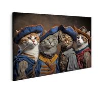 islandburner Tableau sur Toile Chats habillés en Mousquetaires Animaux drôles Héros Célèbre Roman Dumas Cadre Affiche Poster Murale Tableaux