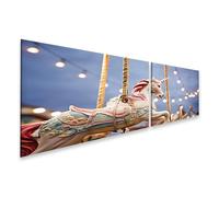 islandburner Tableau sur toile - Cheval carrousel rêveur - Décoration murale pour chambre d'enfant - Décoration magique pour les petits rêveurs - 2 pièces - Edition L1