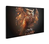 islandburner Tableau sur toile Chouette corps entier, beaux oiseaux sauvages en métal brillant Cadre Affiche Poster Murale Tableaux