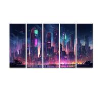 islandburner Tableau sur toile City Skyline Cyberpunk Neon Dark Aig Images murales Poster