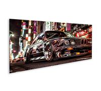 islandburner Tableau sur toile classique BMW dans la ville nocturne du Japon pour salon, fans de voiture, tableau mural, poster