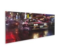 islandburner Tableau sur toile classique BMW dans la vitesse urbaine illuminée par un néon pour garage amateur de voiture atelier images murales poster