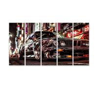 Islandburner Tableau sur toile classique dans une ville japonaise nocturne pour les amateurs de voitures, salon, salle d'exposition de voitures, images murales, affiches