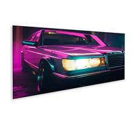 islandburner Tableau sur toile classique illuminé au néon Mercedes dans la nuit pour salon amateurs de voiture maison de voiture images murales poster