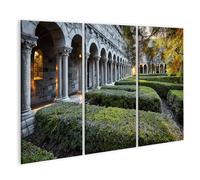 islandburner Tableau sur toile - Cloître historique - Impression d'art pour salon pour les amateurs d'architecture - 3 pièces