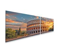 islandburner Tableau sur toile Colisée de Rome au coucher du soleil pour les amoureux de l'antiquité - 2 pièces