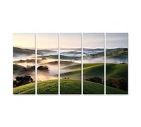 islandburner Tableau sur toile - Collines de vignobles rêveuses - Décoration murale pour salon pour les amoureux de la nature - 5 pièces - XXL