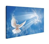 islandburner Tableau sur toile Colombe blanche paix foi chrétienne Jésus Poster mural 80 x 40 cm