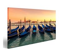 islandburner Tableau sur toile Coucher de soleil à Venise. Gondoles sur la place Saint-Marc et l'église de San Giorgio Maggiore sur Tableaux, Image, Poster JSW