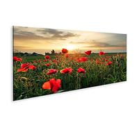 islandburner Tableau sur Toile Coucher de Soleil de Fleurs de Champ de Coquelicots Cadre Affiche Poster Murale Tableaux