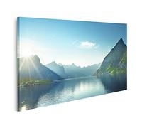 islandburner Tableau sur Toile Coucher de Soleil Îles Lofoten Norvège Europe Cadre Affiche Poster Murale Tableaux