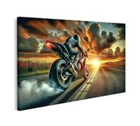 islandburner Tableau sur Toile Coucher de Soleil Moto Course sur Route Ouverte - La Liberté Vous Appelle Image Tableau Mural Affiche