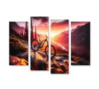 islandburner Tableau sur toile Coucher de soleil Mountain Bike Tour à l'horizon montagneux Images murales Poster
