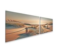 islandburner Tableau sur toile Coucher de soleil sur la mer entre les dunes de sable Images murales Poster