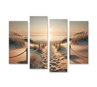 islandburner Tableau sur toile Coucher de soleil sur la mer entre les dunes de sable Images murales Poster