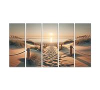 islandburner Tableau sur toile Coucher de soleil sur la mer entre les dunes de sable Images murales Poster
