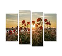 islandburner Tableau sur Toile Coucher de Soleil sur Le Coquelicot Rouge Mönchgut, île de Rügen sur la mer Balt Cadre Affiche Poster Murale Tableaux