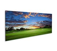 islandburner Tableau sur Toile Coucher de Soleil sur Le Parcours de Golf, Couleurs époustouflantes Cadre Affiche Poster Murale Tableaux