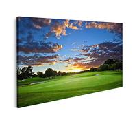 islandburner Tableau sur Toile Coucher de Soleil sur Le Parcours de Golf, Couleurs époustouflantes Cadre Affiche Poster Murale Tableaux