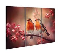 islandburner Tableau sur toile Couple romantique perruches oiseaux branche amour concept Cadre Affiche Poster Murale Tableaux