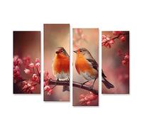 islandburner Tableau sur Toile Couple Romantique perruches Oiseaux Branche Amour Concept Cadre Affiche Poster Murale Tableaux
