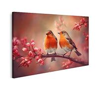 islandburner Tableau sur toile Couple romantique perruches oiseaux branche amour concept Cadre Affiche Poster Murale Tableaux