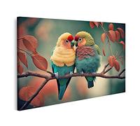 islandburner Tableau sur toile Couple romantique perruches oiseaux branche amour concept FD Cadre Affiche Poster Murale Tableaux