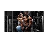 islandburner Tableau sur toile Couple sexy sportif montrant une salle de sport d'entraînement musculaire Cadre Affiche Poster Murale Tableaux