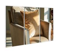 islandburner Tableau sur toile - Coussin élégant en velours - Décoration murale pour salon - Pour les amateurs de vintage - 3 pièces