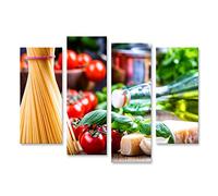 islandburner Tableau sur toile Cuisine italienne Quelques ingrédients Cuisine Cadre Affiche Poster Murale Tableaux