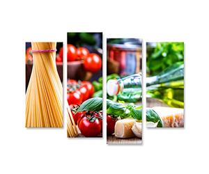 islandburner Tableau sur toile Cuisine italienne Quelques ingrédients Cuisine Cadre Affiche Poster Murale Tableaux
