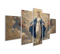 islandburner Tableau sur toile de la Vierge Marie avec des anges dans le ciel - 5 pièces