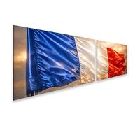 islandburner Tableau sur toile de luxe drapeau français au look satiné pour une décoration élégante - 2 pièces