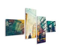 islandburner Tableau sur toile de qualité supérieure - Chantier moderne avec travailleur lors de la création d'un cadre d'architecture industrielle