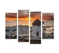 islandburner Tableau sur toile de qualité supérieure - Coucher de soleil rêveur sur Mykonos Grèce - Images murales