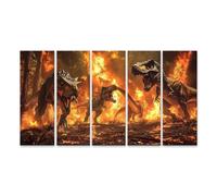 islandburner Tableau sur toile de qualité supérieure - Dinosaure dans l' des flammes de la forêt vierge