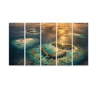 islandburner Tableau sur toile de rêve Îles de cœur dans l'océan au lever du soleil - 5 pièces XXL