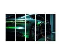 islandburner Tableau sur toile de voiture électrique Câble de charge Rouge Images murales Poster