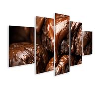islandburner Tableau sur toile - Délicieuse sauce au chocolat sur les brownies pour les amateurs de chocolat - 5 pièces