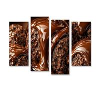 islandburner Tableau sur toile - Délicieux biscuits au chocolat avec sauce au chocolat liquide - 4 pièces