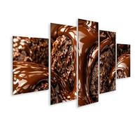 islandburner Tableau sur toile - Délicieux biscuits au chocolat avec sauce au chocolat liquide - 5 pièces