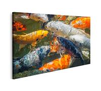 islandburner Tableau sur toile Des carpes japonaises colorées nagent dans l'étang d'une meute Cadre Affiche Poster Murale Tableaux