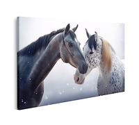 islandburner Tableau sur toile Deux chevaux montrant leur attachement Animaux sauvages IA Images murales Poster